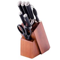 Jogo de facas daily cut 7 peças com cepo de madeira acácia