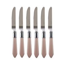 Jogo de facas de mesa em inox Lyor Pearl 21cm 6 peças rosa 7661 Jogo de facas de mesa em inox Lyor Pearl 21cm 6 peças rosa 7661