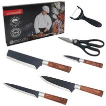 Jogo de Facas e Cutelo Rustico com Tesoura Descascador e Estojo Churrasco Cozinha Jogo de Facas e Cutelo Rustico com Tesoura Descascador e Estojo Churrasco Cozinha