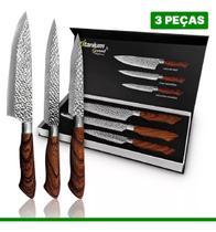 Jogo De Facas Faqueiro Churrasco Antiaderente 03 Peças Inox