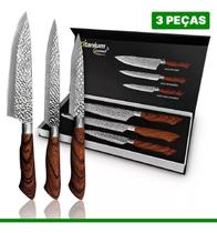 Jogo De Facas Faqueiro Churrasco Antiaderente 03 Peças Inox