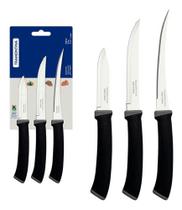 Jogo de Facas, Felice, 3 peças, Inox, Cabo Preto, Tramontina Jogo de Facas, Felice, 3 peças, Inox, Cabo Preto, Tramontina
