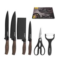 Jogo De Facas Inox 6 Peças Antiaderente Preto B-max Bm-f1097