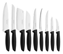 Jogo De Facas Inox 9 Peças Tramontina Plenus Preto