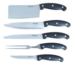 Jogo de Facas Inox Kit 5 Peças para Churrasco Jogo de Facas Inox Kit 5 Peças para Churrasco