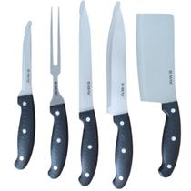 Jogo de Facas Inox Kit 5 Peças para Churrasco