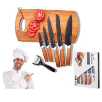 Jogo de Facas Inox Kit Profissional C/ Descascador Cozinha Chef Presente - EMB-UTILIT