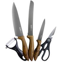 Jogo De Facas Kit Com 5 Peças Para Chef Cozinha Aço Inoxidável Gourmet Top