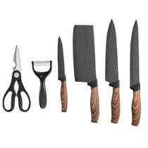 Jogo de Facas Normandia 6 peças Antiaderente Cutelo Tesoura