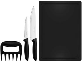Jogo de Facas para Churrasco Tramontina Inox com Tábua Plenus 4 Peças