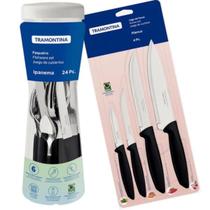 Jogo de Facas Plenus 4 Pcs Com Faqueiro 24 pcs Tramontina