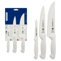 Jogo de Facas Premium 24499811 Aço Inox e Polipropileno Branco 3 Peças Tramontina