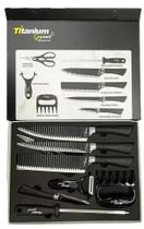 Jogo de Facas Titanium 8 Pçs Premium Gourmet Inox Churrasco