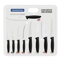 Jogo de facas tramontina 9 peças plenus laminas de aço inox kit de facas