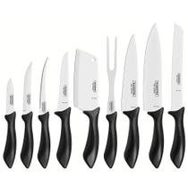 Jogo de Facas Tramontina Affilata com Lâmina em Aço Inox e Cabo de Polipropileno Preto 9 Peças 23699051