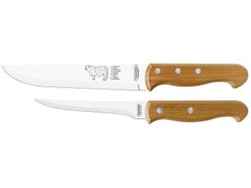 Jogo de Facas Tramontina Churrasco com Laminas em Aço Inox e Cabos em Madeira Natural 2 Peças
