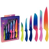 Jogo de Facas Tramontina Colorcut com Lâminas em Aço Inox e Cabos de Polipropileno Pintado 06 Peças
