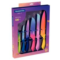 Jogo de Facas Tramontina Colorcut com Lâminas em Aço Inox e Cabos de Polipropileno Pintado 06 Peças