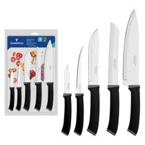 Jogo de Facas Tramontina Felice Aço Inox e Polipropileno Preto 5 Peças Jogo de Facas Tramontina Felice Aço Inox e Polipropileno Preto 5 Peças