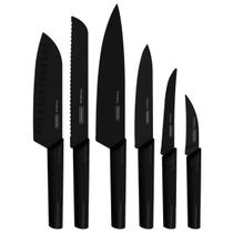 Jogo de Facas Tramontina Nygma com Lâminas em Aço Inox e Cabos Texturizados Preto 6 Peças Jogo de Facas Tramontina Nygma com Lâminas em Aço Inox e Cabos Texturizados Preto 6 Peças