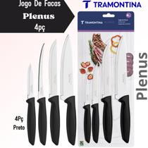 Jogo de Facas Tramontina Plenus 4 Peças Aço Inox Cabo Polipropileno Preto