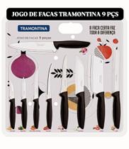 Jogo de Facas Tramontina Plenus 9 Peças Inox Jogo de Facas Tramontina Plenus 9 Peças Inox