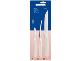 Jogo de Facas Tramontina Plenus com Lâminas em Aço Inox e Cabos de Polipropileno Off White 3 Peças Jogo de Facas Tramontina Plenus com Lâminas em Aço Inox e Cabos de Polipropileno Off White 3 Peças