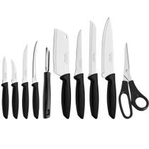 Jogo de Facas Tramontina Plenus com Lâminas em Aço Inox Faqueiro 10 Peças Preto
