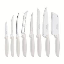 Jogo De Facas Tramontina Plenus Em Aço Inox Cabos De Polipropileno Branco 8 Peças Jogo De Facas Tramontina Plenus Em Aço Inox Cabos De Polipropileno Branco 8 Peças