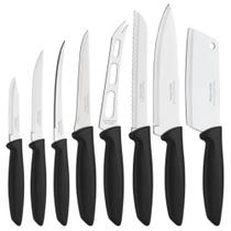 Jogo de Facas Tramontina Plenus Inox e Cabo Preto 8 Peças Jogo de Facas Tramontina Plenus Inox e Cabo Preto 8 Peças
