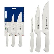 Jogo de Facas Tramontina Premium Aço Inox e Polipropileno Branco 3 Peças
