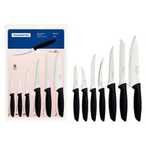 Jogo de facas Tramontina Preto Plenus 7 Peças Aço Inox Cozinha Faqueiro Multiuso Durável Uso Geral