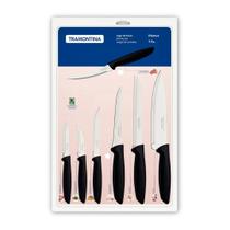 Jogo de facas Tramontina Preto Plenus 7 Peças Aço Inoxidável Cozinha Faqueiro Multiuso Durável Uso Geral