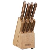 Jogo de Facas Tramontina Tradicional Lâminas Aço Inox e Cabos em Madeira Natural com Suporte 8 Peças Jogo de Facas Tramontina Tradicional Lâminas Aço Inox e Cabos em Madeira Natural com Suporte 8 Peças