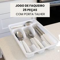 Jogo de Faqueiro 25 Peças com Porta Talher - Branca