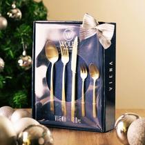 Jogo De Faqueiro 30 Peças Aço Inox Dourado Viena Wolff Dourado