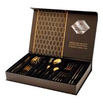 Jogo De Faqueiro Com Maleta Talher Luxo Em Inox 30pç Dourado