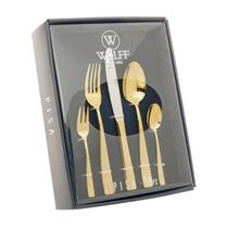 Jogo De Faqueiro De Aço Inox 30 Peças Avalon Dourado - Wolff Jogo De Faqueiro De Aço Inox 30 Peças Avalon Dourado - Wolff