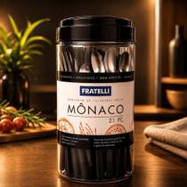 Jogo De Faqueiro Talheres Com 21 Peças Inox Mônaco Preto Jogo De Faqueiro Talheres Com 21 Peças Inox Mônaco Preto