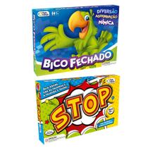 Jogo de Fazer Mimicas Bico Fechado + Jogo de Tabuleiro Stop - Pais e Filhos