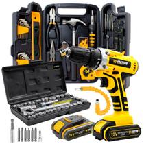 Jogo De Ferramentas 169 Peças Com Maleta e Furadeira Parafusadeira Sem Fio A Bateria 12v 3.8 10mm Jogo De Ferramentas 169 Peças Com Maleta e Furadeira Parafusadeira Sem Fio A Bateria 12v 3.8 10mm