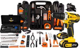 Jogo De Ferramentas 169pçs + Parafusadeira Impacto 21v 2 Bat Jogo De Ferramentas 169pçs + Parafusadeira Impacto 21v 2 Bat