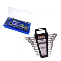 Jogo De Ferramentas 52 Pçs Soquetes E Chave Combinada 6a22mm