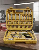 Jogo de Ferramentas Chaves Soquete com Catraca 1/2 e 1/4 94 Peças Cr-V Profissional com Maleta