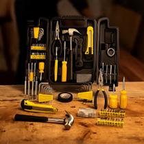 Jogo de Ferramentas com Maleta 200 Peças Preta Kit Completo para Uso Doméstico e Profissional