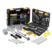 Jogo de Ferramentas e Soquetes 142 Peças Cromo Vanádio Titanium Platina Jogo de Ferramentas e Soquetes 142 Peças Cromo Vanádio Titanium Platina