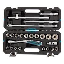 Jogo de ferramentas, encaixe 1/2, catraca 120 dentes, crv, maleta plastica, 24 pcs // gross