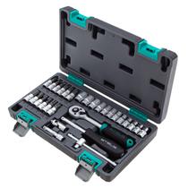 Jogo de ferramentas, encaixe 1/4pol., cromo vanadio, maleta plastica, 29pcs // stels