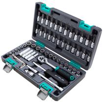 Jogo de ferramentas, encaixe 1/4pol., cromo vanadio, maleta plastica, 57pcs // stels