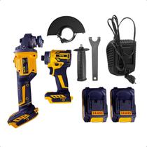 Jogo De Ferramentas Esmerilhadeira e Parafusadeira + 2 Baterias e Carregador e Alça Lateral Jogo De Ferramentas Esmerilhadeira e Parafusadeira + 2 Baterias e Carregador e Alça Lateral